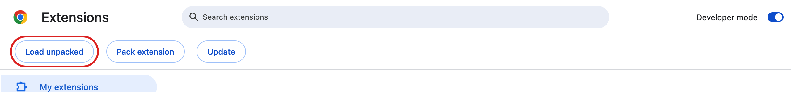 載入未封裝項目按鈕